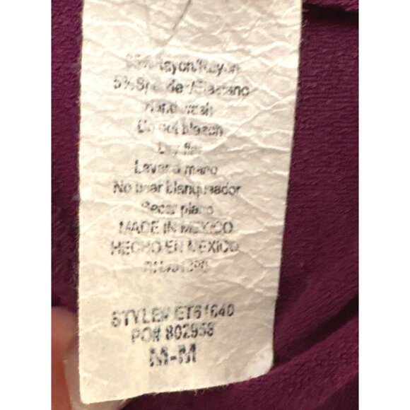 Coverstitched Burgundy Lace Trim Bell Sleeve Top Size M - Picture 6 of 9